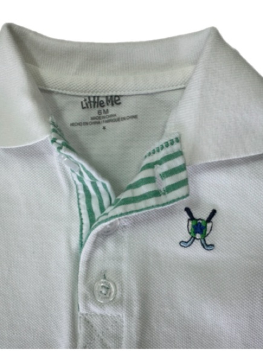 Little Me 3pc Baby Boy Outfit 6M Golf Set Seersucker Shorts Polo Romper - Picture 6 of 11